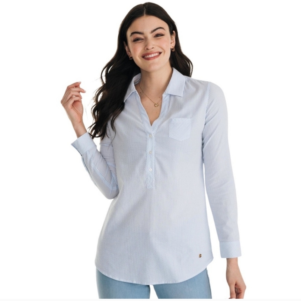 Southern Tide Blue Striped Kasey Seersucker Tunic EUC Size medium